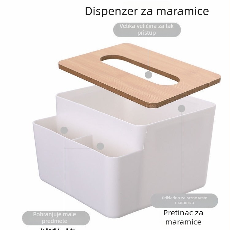Japanski stil minimalistička kutija za maramice s drvenim poklopcem, za stol i auto, s otisnutim logom.