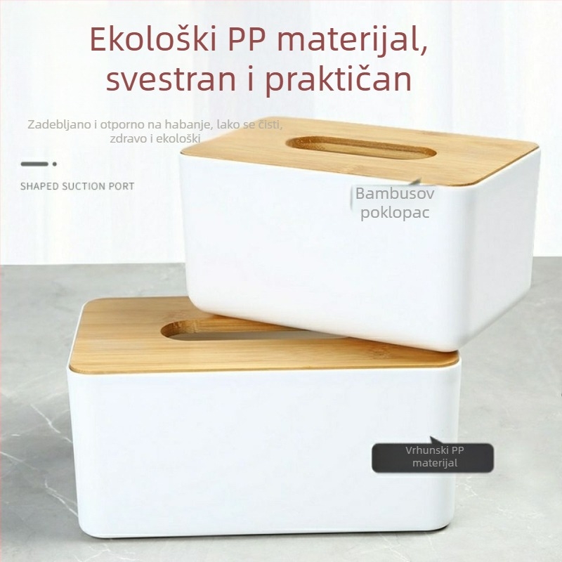 Japanski stil minimalistička kutija za maramice s drvenim poklopcem, za stol i auto, s otisnutim logom.
