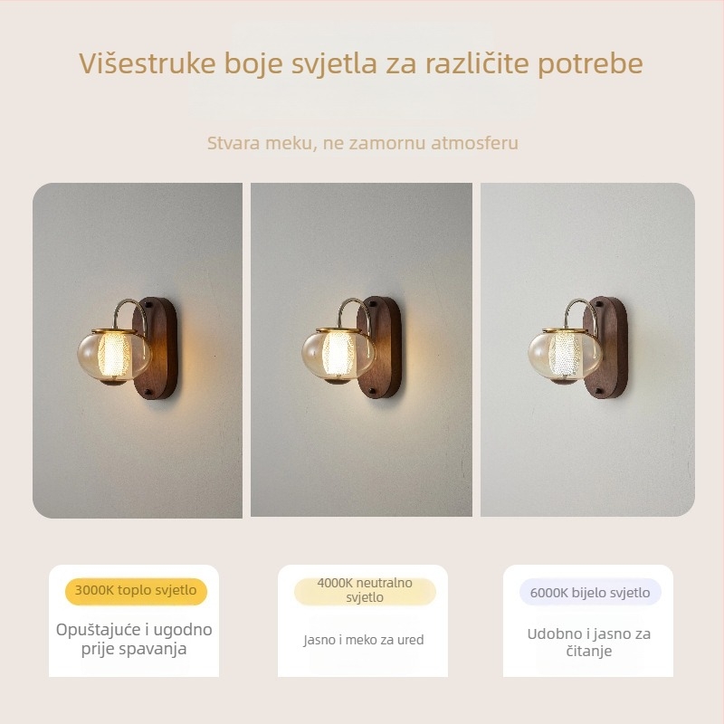 Stenska lampa u retro minimalističkom skandinavskom stilu, za spavaću sobu, dnevni boravak i hodnik