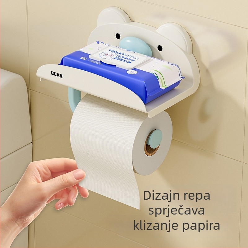 Slatka držač rolni toaletnog papira u obliku mede, zidni spremnik za pohranu s usisnim čašicama