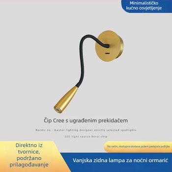 LED zidna svjetiljka za čitanje, površinski montirana, za spavaću sobu i dnevni boravak, nordijski stil, vrhunski dojam