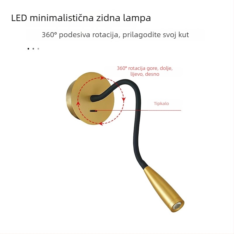LED zidna svjetiljka za čitanje, površinski montirana, za spavaću sobu i dnevni boravak, nordijski stil, vrhunski dojam