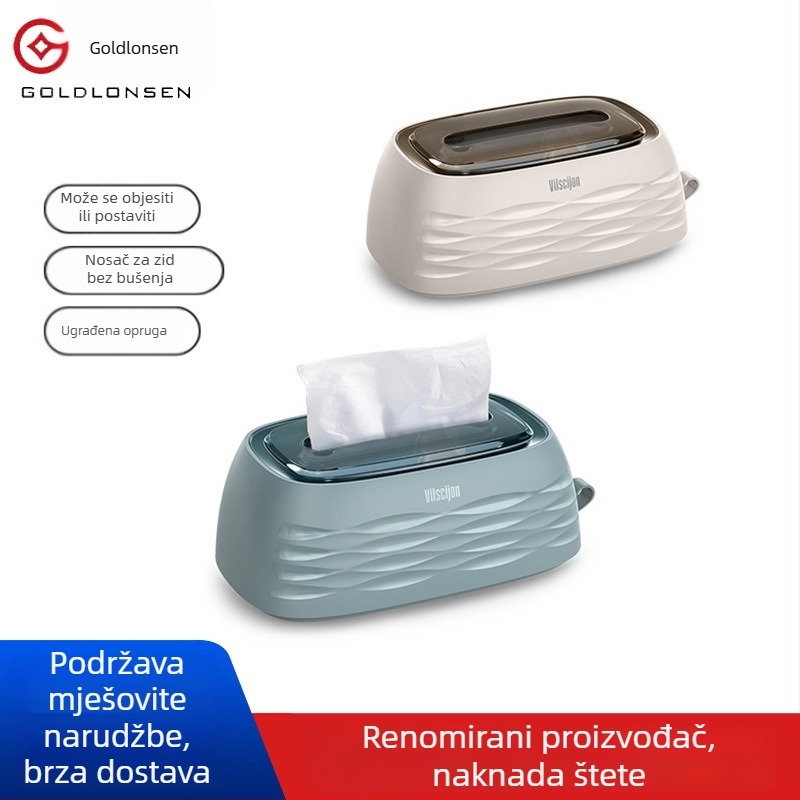 Zidna kutija za papirnate maramice sa opružnim mehanizmom, bez bušenja, kreativni spremnik za kupaonicu i kuhinju