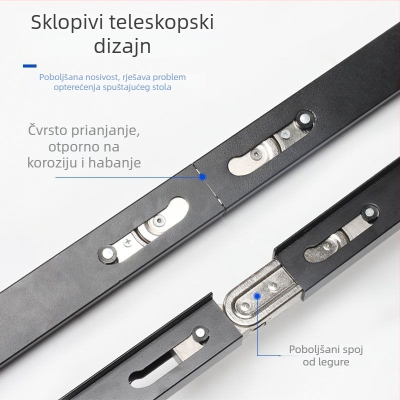 Crni višefunkcionalni sklopivi stol s skrivenim teleskopskim vodilicama