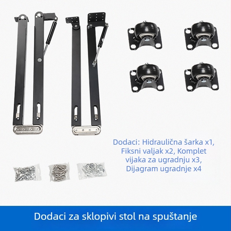 Crni višefunkcionalni sklopivi stol s skrivenim teleskopskim vodilicama