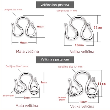 S925 srebro – DIY dodaci za nakit: univerzalni konektor za lanac, M-tip zatvarač, zatvarač za užad i srebrna kuka
