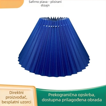 Tekstilni plisirani abažur, kraljevsko plave boje, za stolnu lampu, stojeću lampu ili lustru