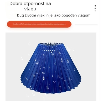 Tekstilni plisirani abažur, kraljevsko plave boje, za stolnu lampu, stojeću lampu ili lustru