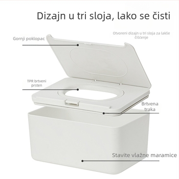 Stolna kutija za papirnate maramice i spremnik za mokre maramice sa zatvorenim poklopcem, držač papirnatih ubrusa za dnevni boravak