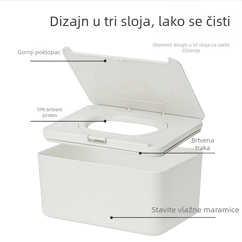 Stolna kutija za papirnate maramice i spremnik za mokre maramice sa zatvorenim poklopcem, držač papirnatih ubrusa za dnevni boravak
