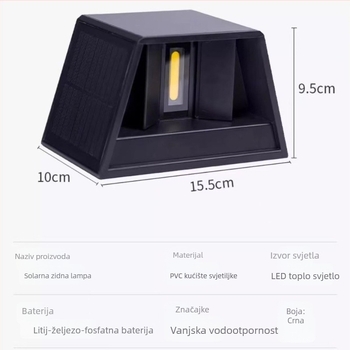 Solarsko vanjsko zidno svjetlo za dvorište s tri solarne ploče, vodootporni zidni reflektor za fasadu i balkon