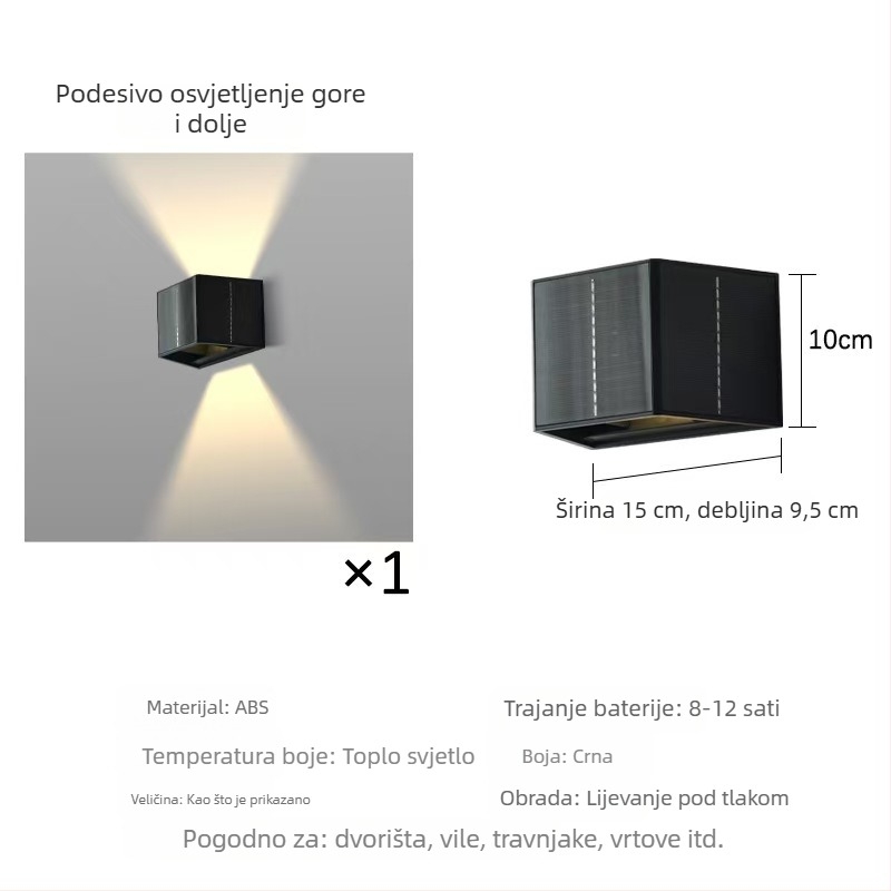 Solarsko vanjsko zidno svjetlo za dvorište s tri solarne ploče, vodootporni zidni reflektor za fasadu i balkon