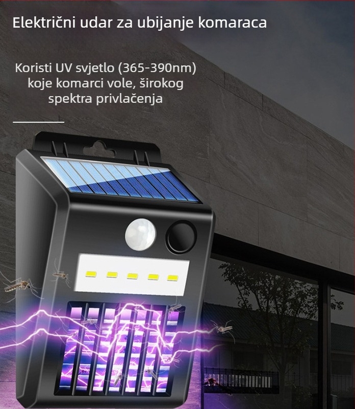 Solarna lampa protiv komaraca za kućnu upotrebu, hvatač komaraca za dvorište i vrt, zidna lampa za travnjak