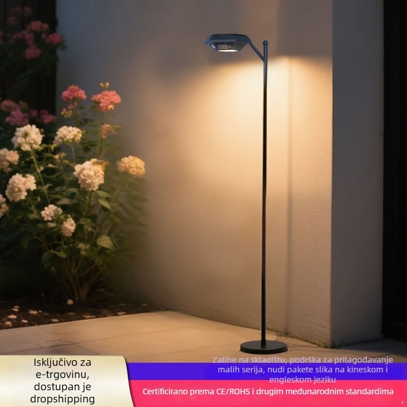 LED vanjska vodootporna zidna svjetiljka sa senzorom od aluminijskog legura, solarna vrtna lampa 1.28 m