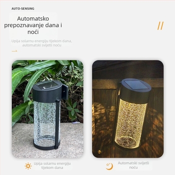 Solarna lampa za vrt i dvorište, vodootporna viseća svjetiljka za balkon; dekorativna noćna svjetiljka i vanjska zidna svjetiljka u stilu vile.