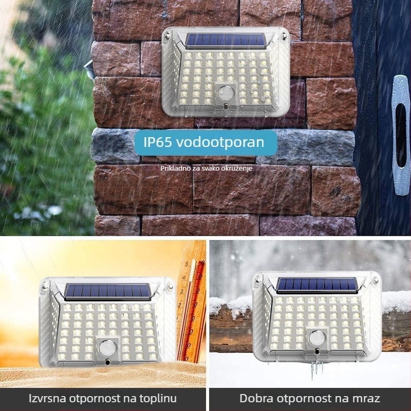 Solarna vanjska zidna svjetiljka s senzorom pokreta, IP65 vodootporna LED rasvjeta za vrt i staze