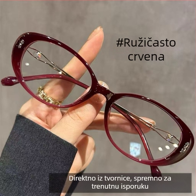 Ženske čitačke naočale za presbiopiju, ovalni okvir, zaštita od plavog svjetla, retro cat-eye dizajn