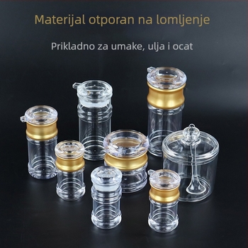 Akrilni set posuda za začine s plastičnim bocama za ocat, sojin sos, čili u prahu i začine, nepropusno