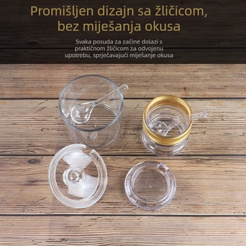 Akrilni set posuda za začine s plastičnim bocama za ocat, sojin sos, čili u prahu i začine, nepropusno