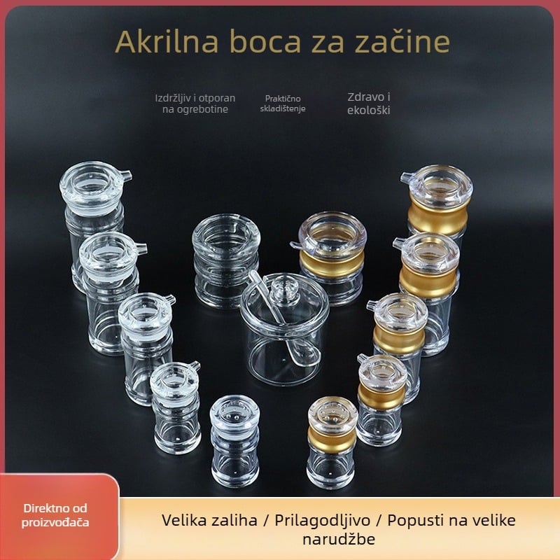 Akrilni set posuda za začine s plastičnim bocama za ocat, sojin sos, čili u prahu i začine, nepropusno