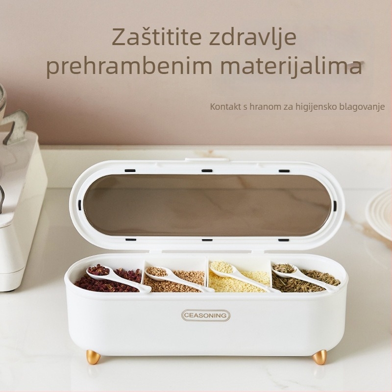 Set posuda za začine s poklopcem i podijeljenim pretincima – organizator začina i posuda za sol