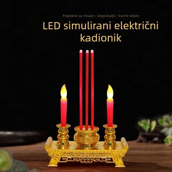 Elektroničko kadilo za budističko štovanje s LED svijećom na AAA baterije, kućna upotreba
