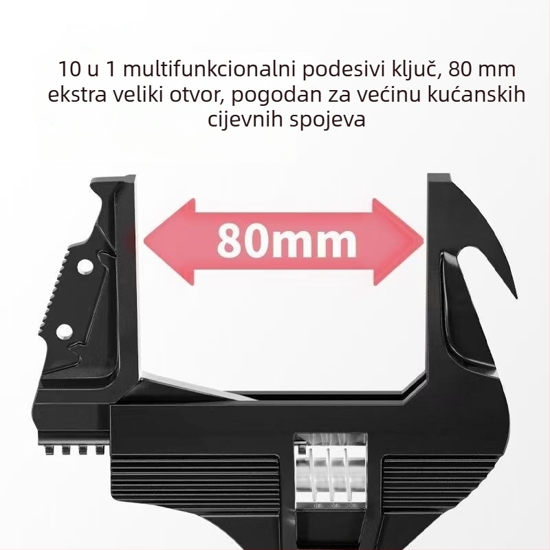 Ključ s otvorom velikog otvora od legiranog čelika za vodovod i kupaonicu, kratka drška, višenamjenski, otvor 80 mm, potpuno čelična konstrukcija