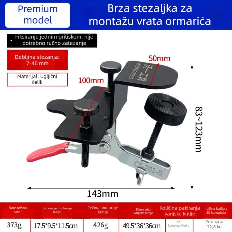 Pomoćni alat za ugradnju vrata ormara — nivelator i nosač vrata