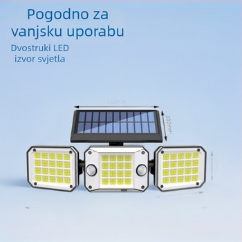 Solarna troglava zidna svjetiljka, vanjska LED rasvjeta za dvorište i vrt (IP66)