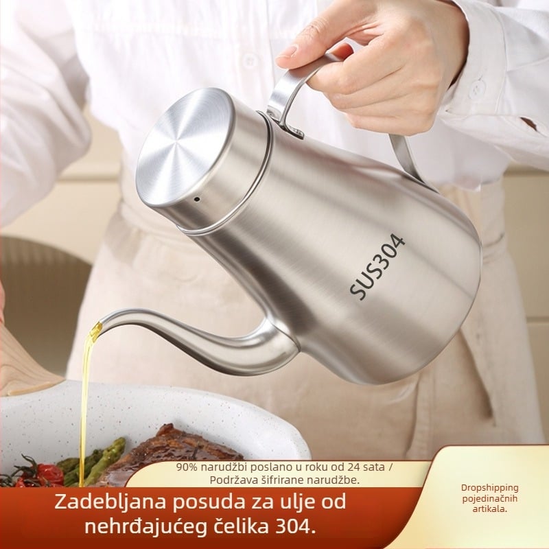 Posuda za ulje od 304 nehrđajućeg čelika, prehrambena kvaliteta, s filtrom, velikog kapaciteta, za kuhinju
