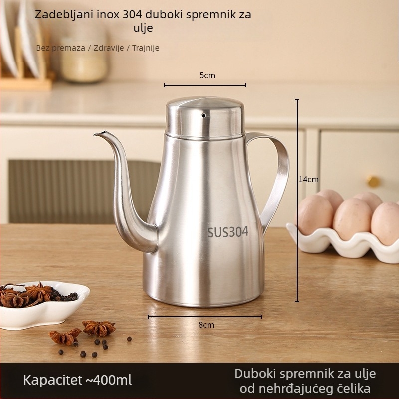 Posuda za ulje od 304 nehrđajućeg čelika, prehrambena kvaliteta, s filtrom, velikog kapaciteta, za kuhinju