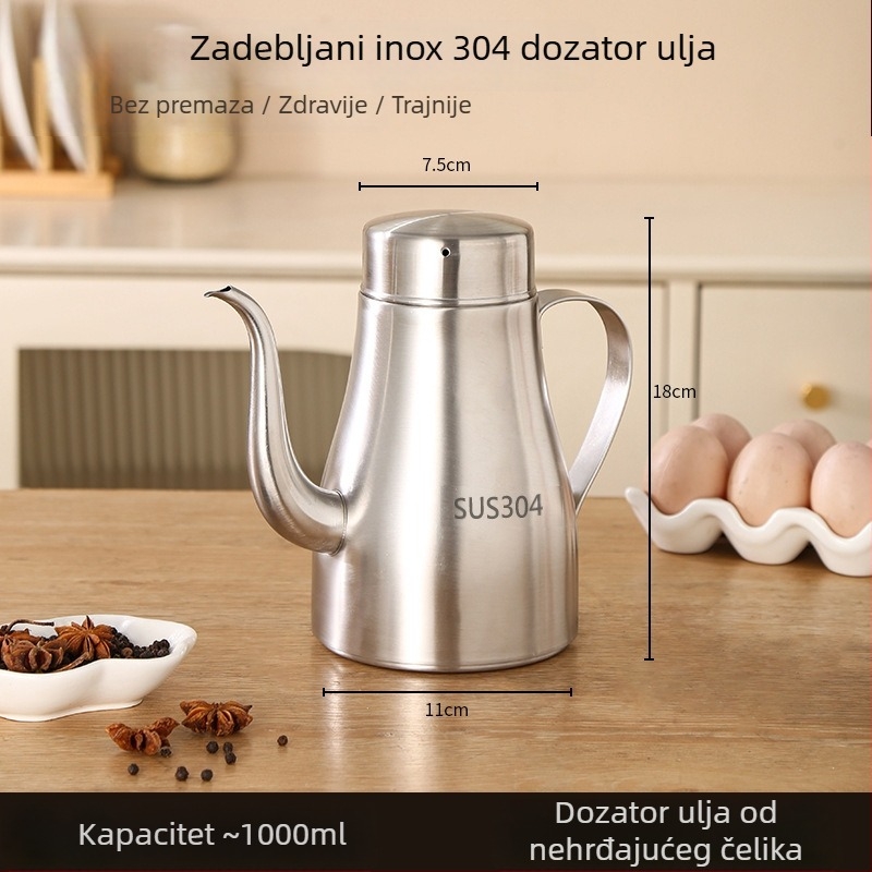 Posuda za ulje od 304 nehrđajućeg čelika, prehrambena kvaliteta, s filtrom, velikog kapaciteta, za kuhinju