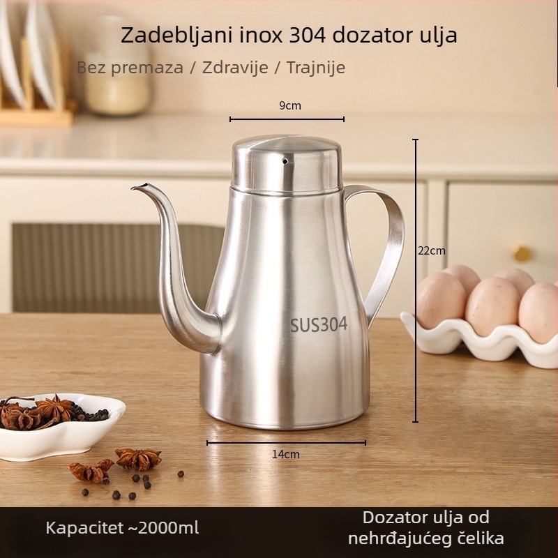 Posuda za ulje od 304 nehrđajućeg čelika, prehrambena kvaliteta, s filtrom, velikog kapaciteta, za kuhinju