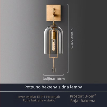 Staklena zidna lampa s modernim dizajnom, američki stil, za dnevni boravak i spavaću sobu