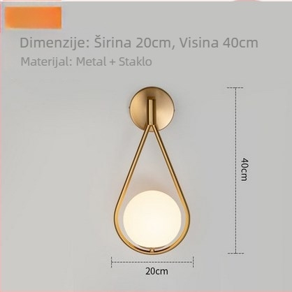 Nordijska zidna svjetiljka s staklenim sjenilom, postmodernistički minimalistički dizajn za dnevni boravak, hodnik, balkon, stepenice i spavaću sobu.