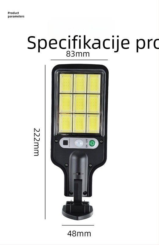 Vanjska solarna LED ulična svjetiljka za zid, s daljinskim upravljačem, senzorom pokreta, rasvjeta dvorišta