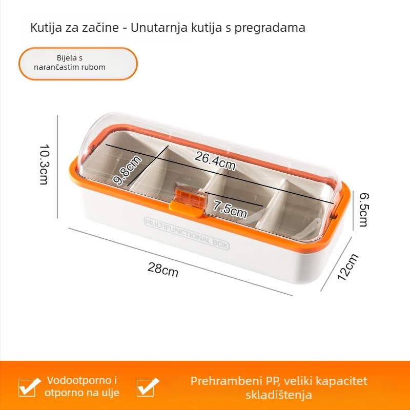 Višenamjenska kutija za začine, kućni set s četiri odjeljka i poklopcem