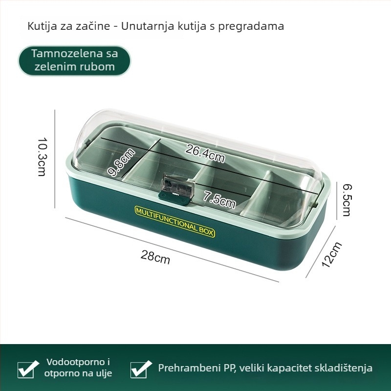 Višenamjenska kutija za začine, kućni set s četiri odjeljka i poklopcem