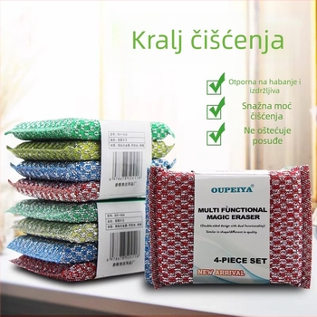 Dvostrana spužva za suđe s debelim strugačem za lonce, kuhinjsko čišćenje i uklanjanje mrlja, šarolika dvostruka spužva