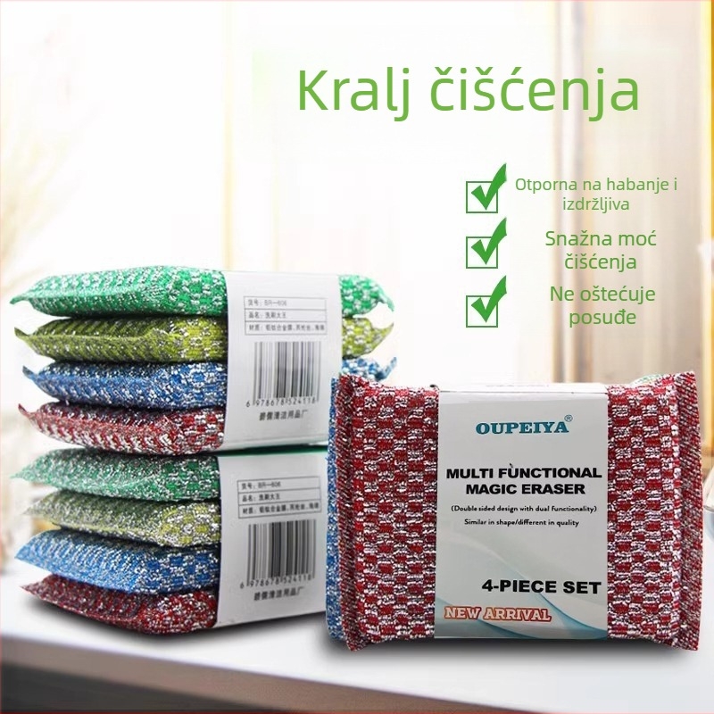 Dvostrana spužva za suđe s debelim strugačem za lonce, kuhinjsko čišćenje i uklanjanje mrlja, šarolika dvostruka spužva