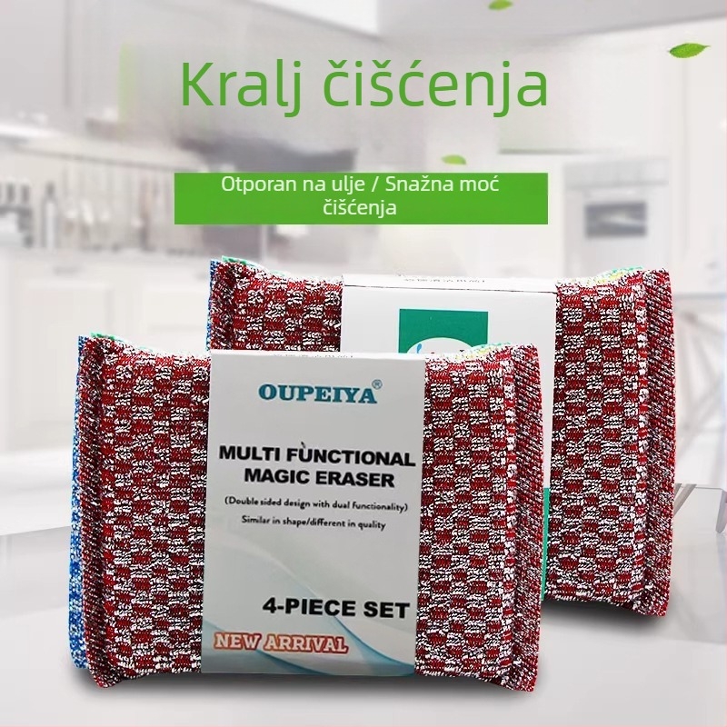 Dvostrana spužva za suđe s debelim strugačem za lonce, kuhinjsko čišćenje i uklanjanje mrlja, šarolika dvostruka spužva