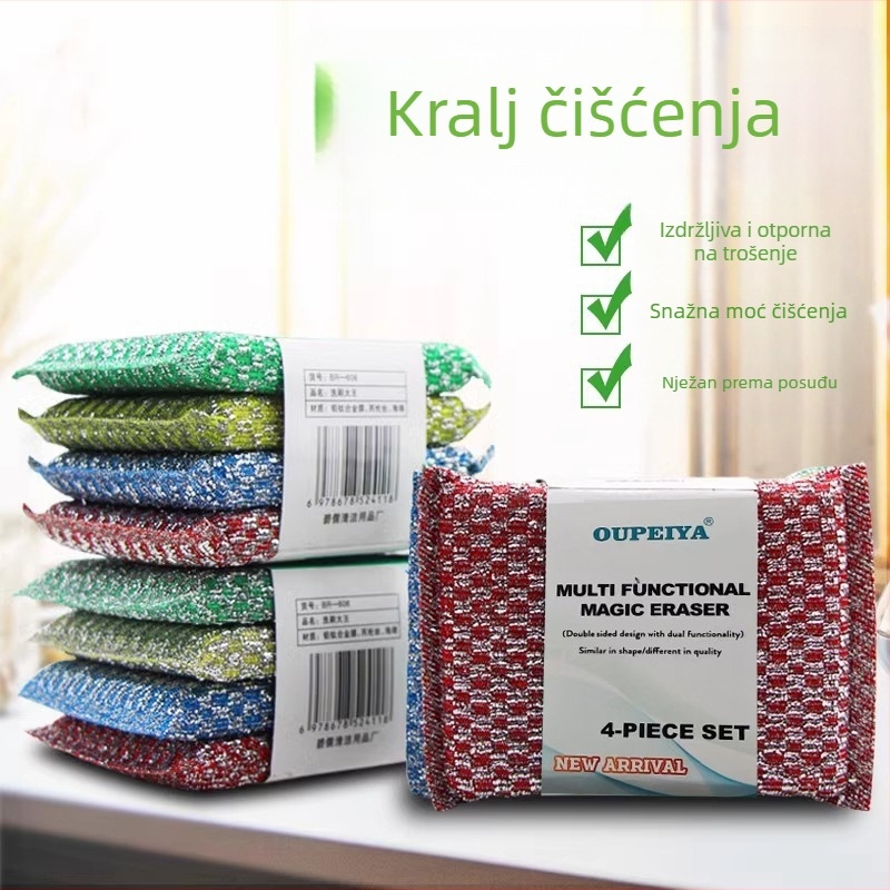 Dvostrana spužva za suđe s debelim strugačem za lonce, kuhinjsko čišćenje i uklanjanje mrlja, šarolika dvostruka spužva