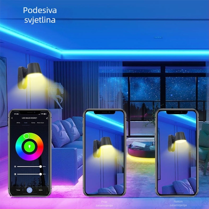 Tuya pametna zidna svjetiljka za unutarnju i vanjsku uporabu, RGB+CW LED rasvjeta za verandu, hodnik i spavaću sobu, minimalistički skandinavski stil