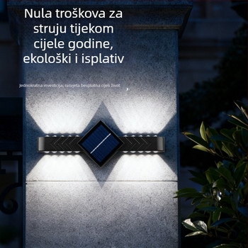 Solarno vrtno svjetlo za balkon, vanjsko vodootporno zidno svjetlo s dvostrukom glavom, osvjetljenje gore-dolje