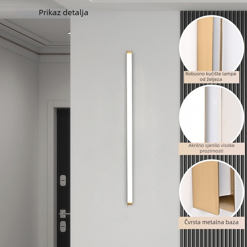 Moderna minimalistička unutarnja zidna svjetiljka za stubište; duga LED traka za vilu, vanjske zidove, vrata i dvorišne stupove.
