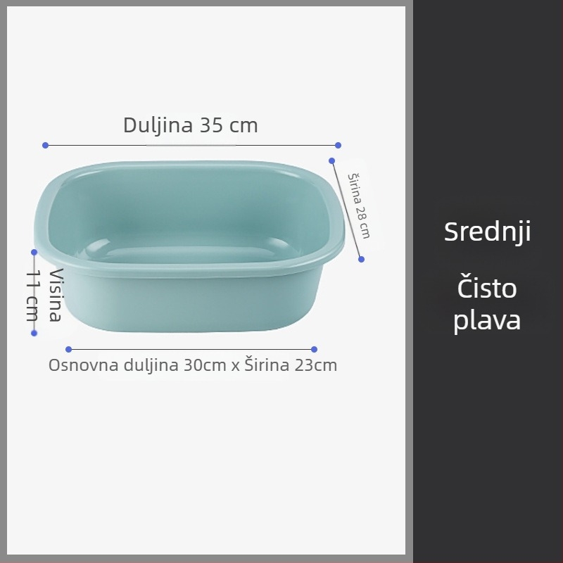 Pravokutna plastična posuda za pranje, kućna upotreba, velika i otporna, za pranje povrća i rublja, za dom, studente, djecu i dojenčad