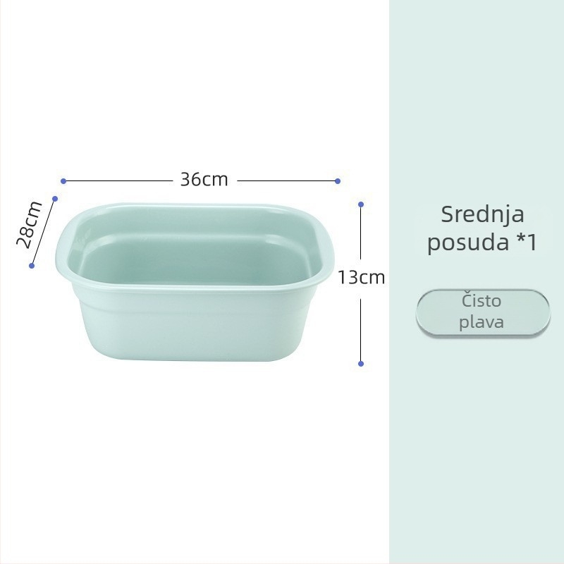 Pravokutna plastična posuda za pranje, kućna upotreba, velika i otporna, za pranje povrća i rublja, za dom, studente, djecu i dojenčad