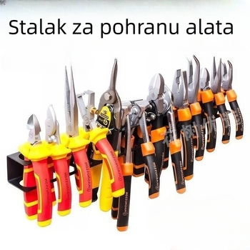 Neprilagodljiv zidni organizator alata, teške konstrukcije od kovanog željeza, za klešta i vijce
