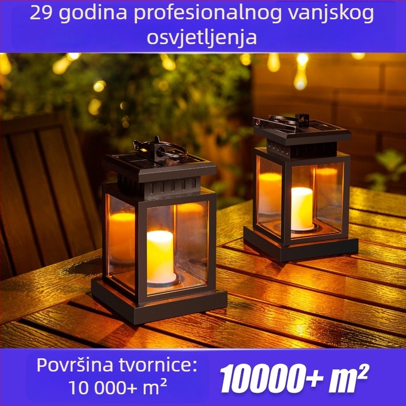 Retro solarni LED fenjer za vanjski vrt, viseći fenjer s mrežastim dizajnom IP44