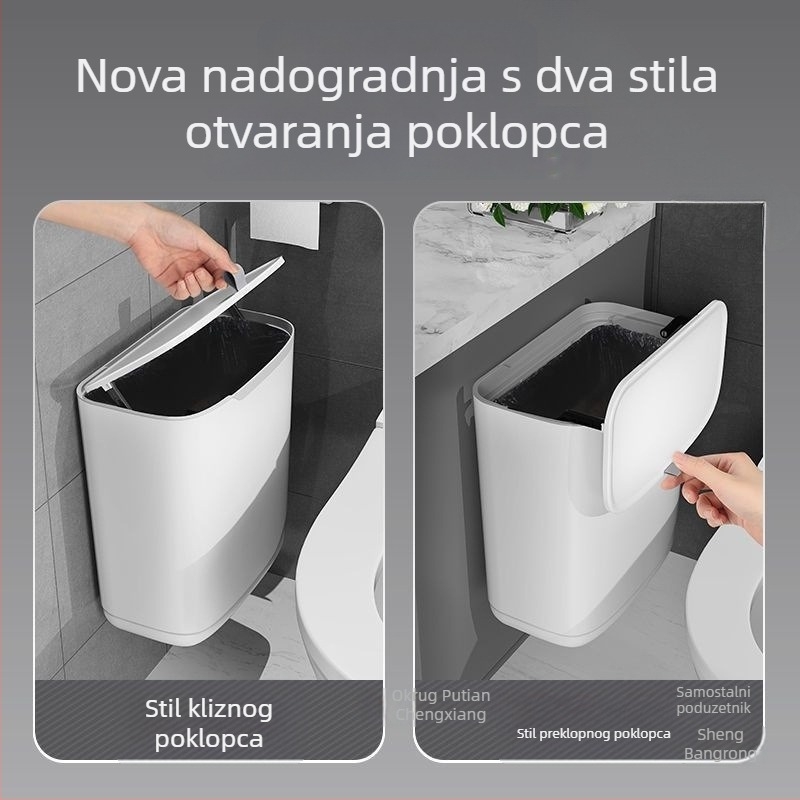 Zidni koš za smeće s poklopcem za kupaonicu, WC, kuhinju i dnevni boravak